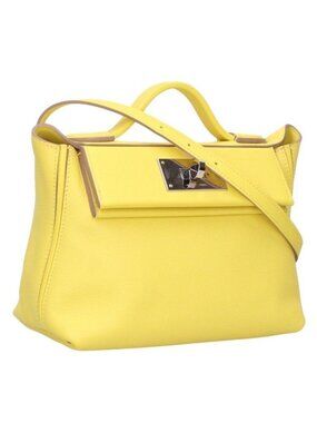 Hermes Vanquatre Mini Silver Evercolor Swift Lime Handbag 21